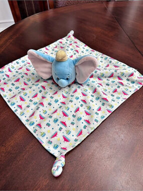 Disney Baby Dumbo Elephant Lovey Security Blanket Baby Toy with Satin Backing